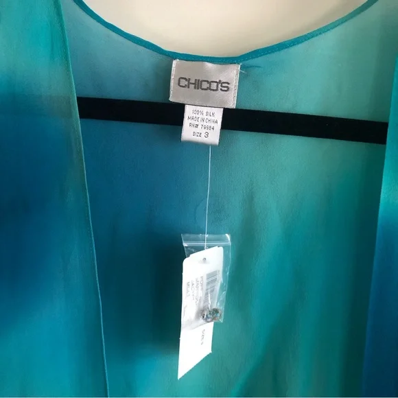 NWT Chico’s Women’s Silk Top Cover Kimono Size 3 (X-LARGE) - Picture 2 of 7